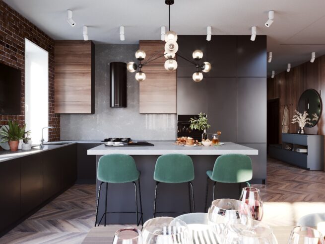 Частный дом, кухня-гостиная г.Липецк 60 кв.м