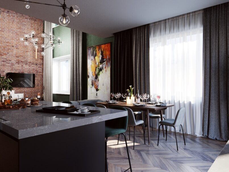 Частный дом, кухня-гостиная г.Липецк 60 кв.м