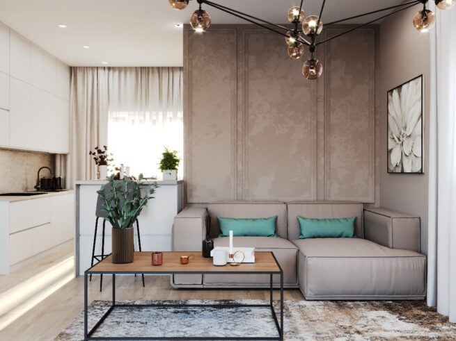 Частный дом кухня-гостиная г.Новороссийск 53.кв.м